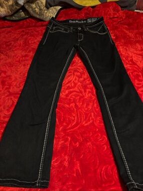 Black Men’s Bootcut Jeans with Contrast Stitching